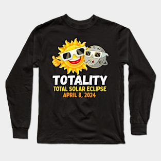 Total Solar Eclipse 2024 Glasses Funny Sun Moon Kids Boys Long Sleeve T-Shirt